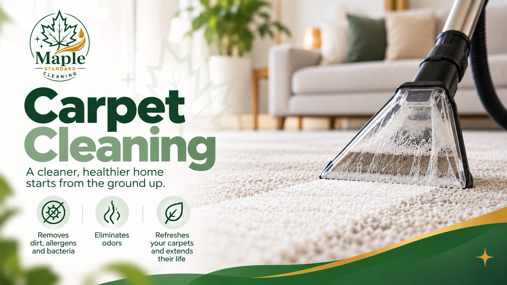 Professional residential carpet cleaning in a bright Calgary home