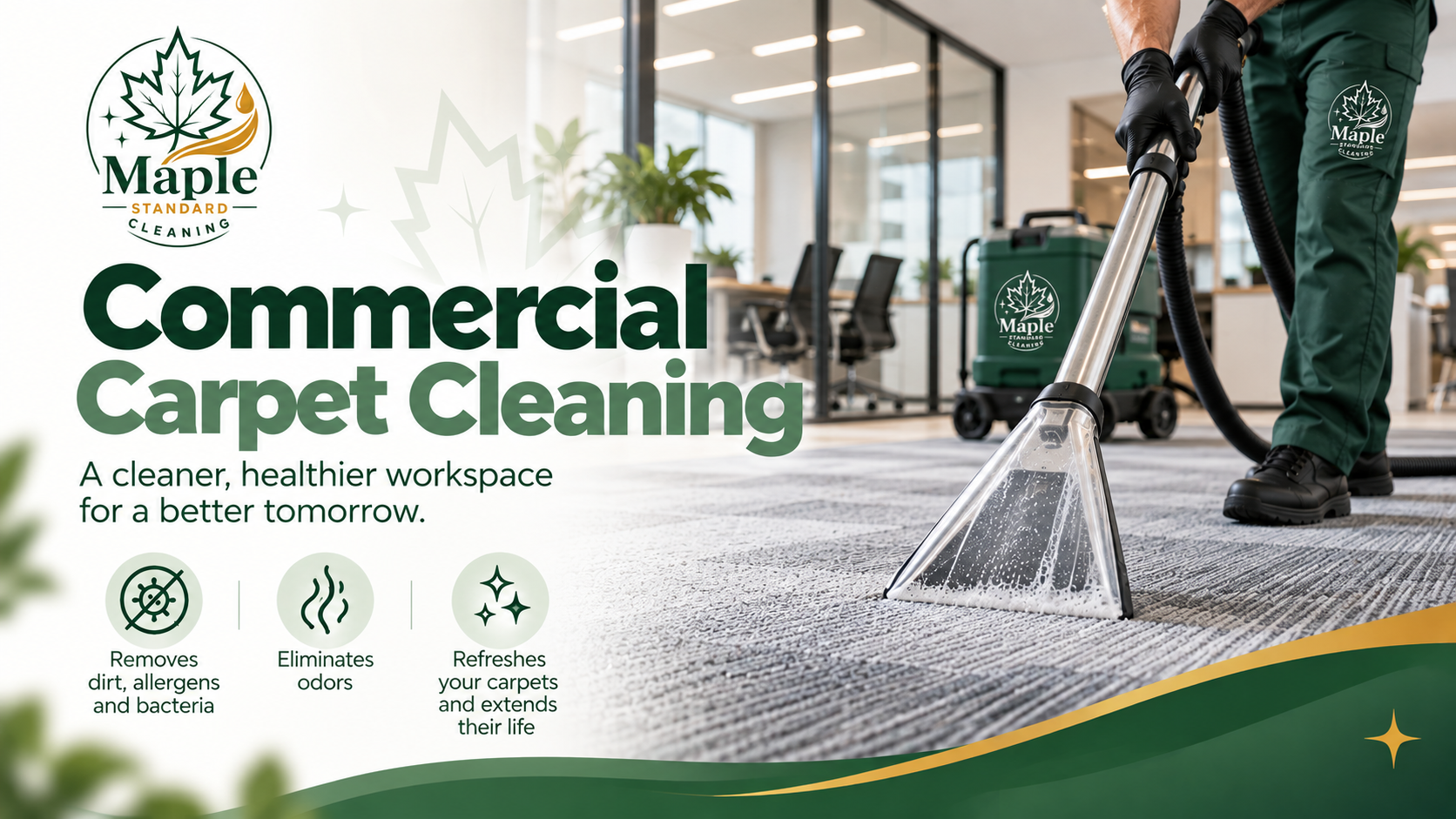 After-hours commercial carpet cleaning in a modern Calgary office